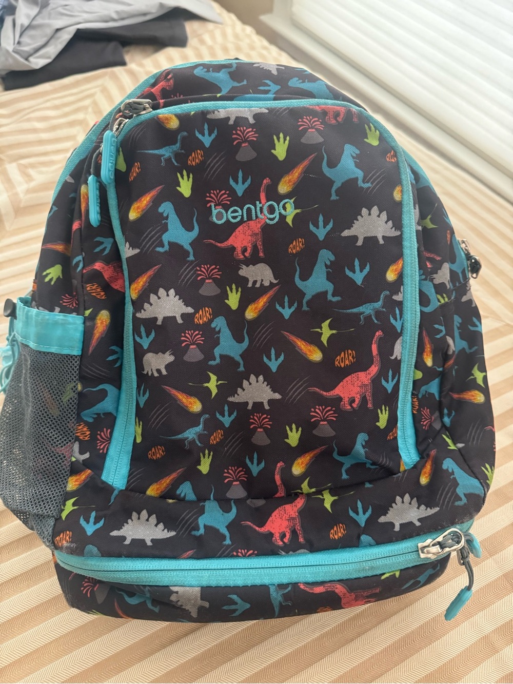 Bentgo Kids' Dinosaur Backpack in Teal and Multicolor